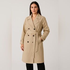 H&M Beige Double-Breasted Trench Coat
